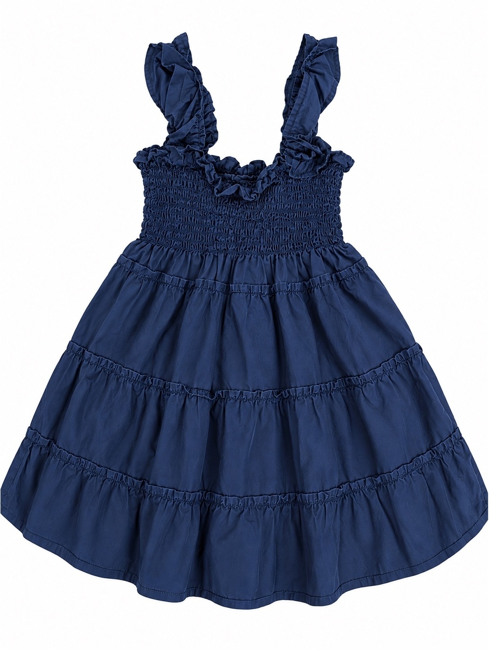 Quince Girls Black Smocked Tiered Ruffle Dress Size 4T Cottagecore Boho